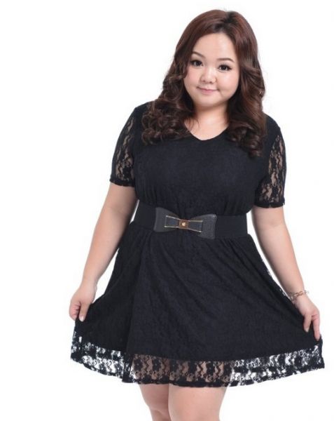 vestido plus size renda com cinto